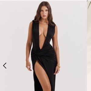 House of CB 'Larelle" Black Plunge Maxi Dress